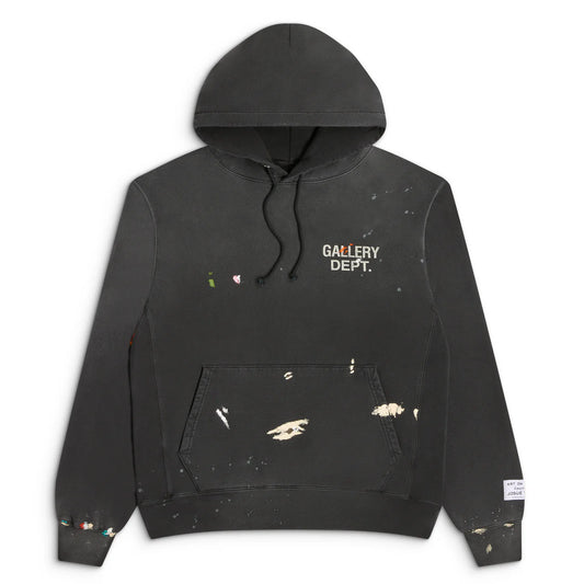 Gallery Dept Vintage Black Logo Paint Splattered Hoodie