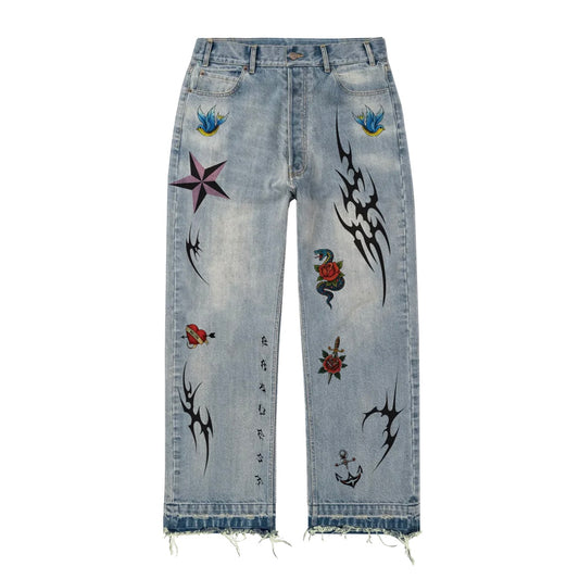 Supreme Blue Tattoo Denim Pants