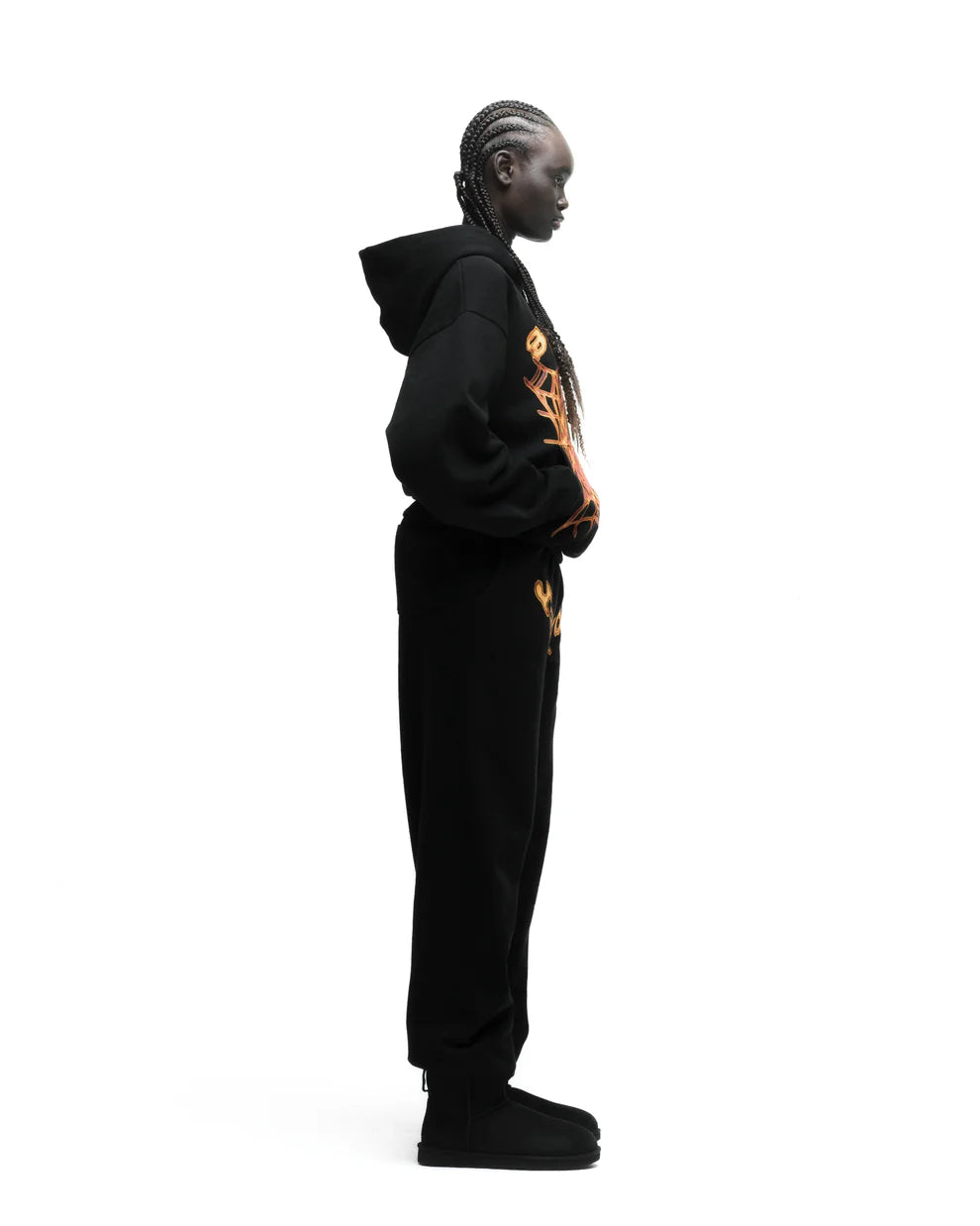 Sp5der Black Orange OG Web V2 Sweatpants