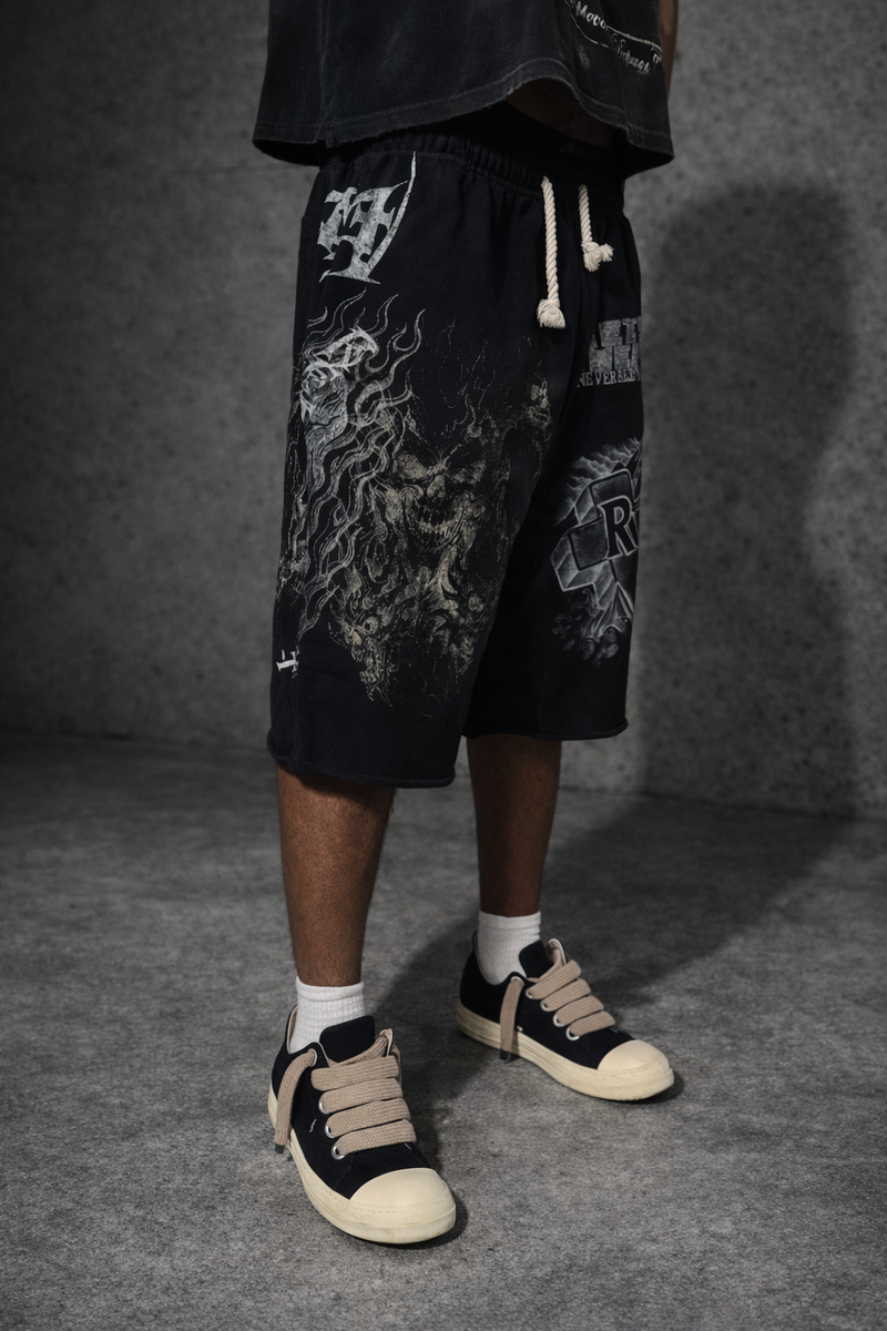 Retrovert Black Reaper Sweat Shorts