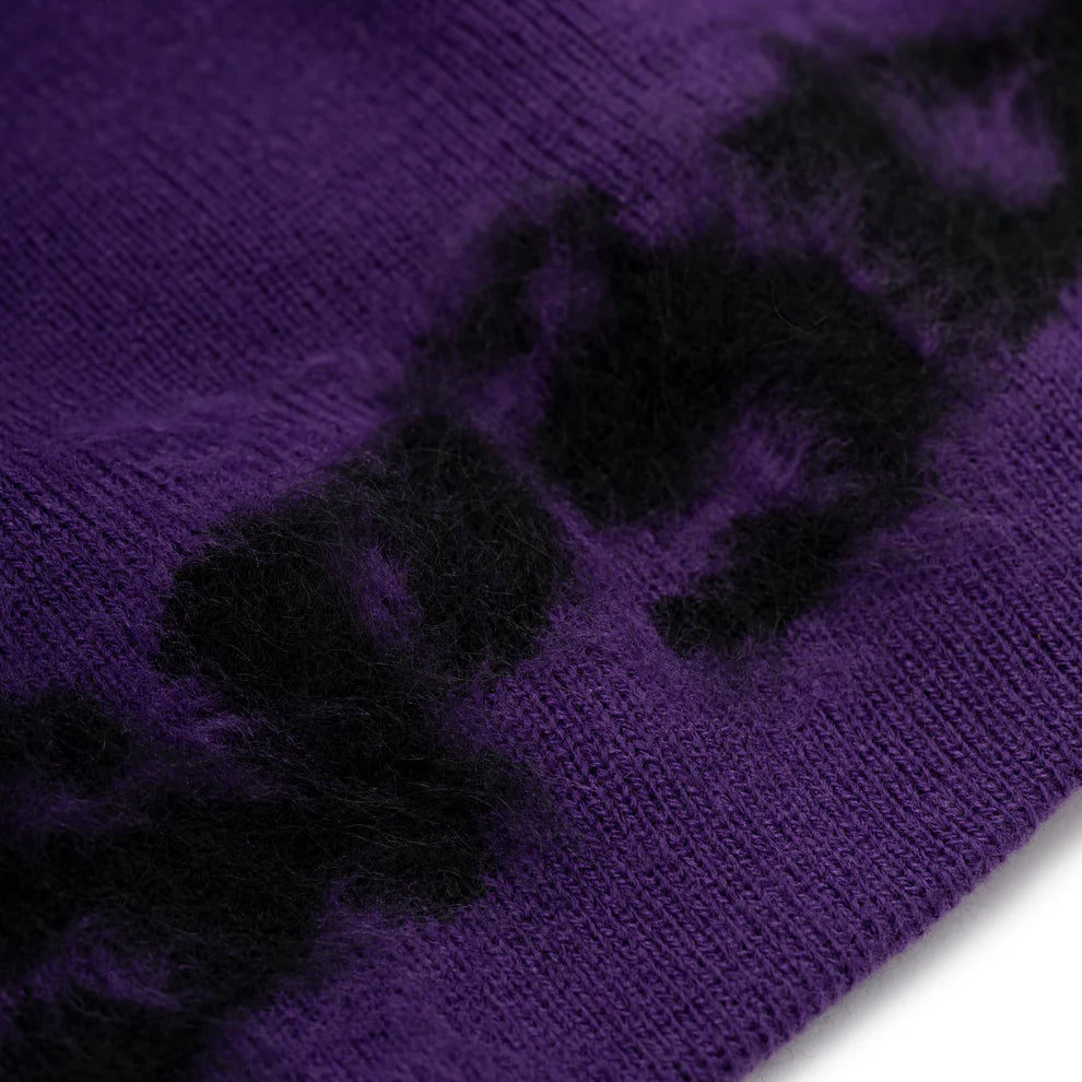 Sp5der Purple Fuzzy Mohair Beanie