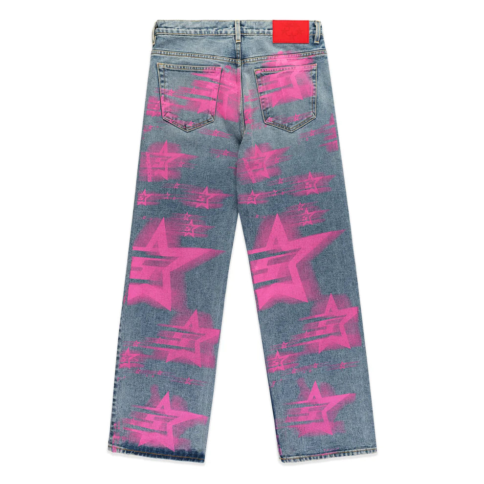Sp5der Indigo 5 Star Blue Denim Pants