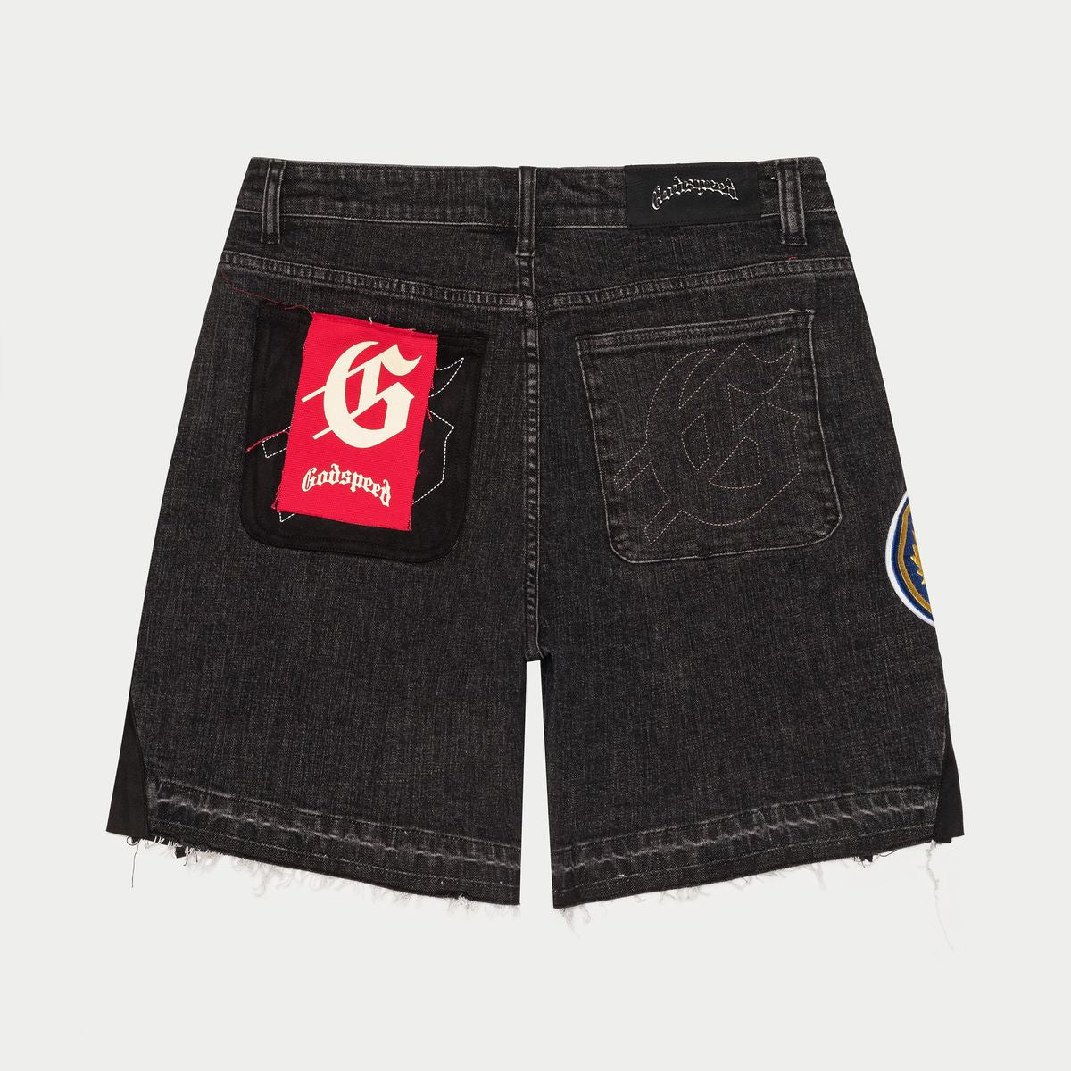 Godspeed Black Patchwork Denim Shorts