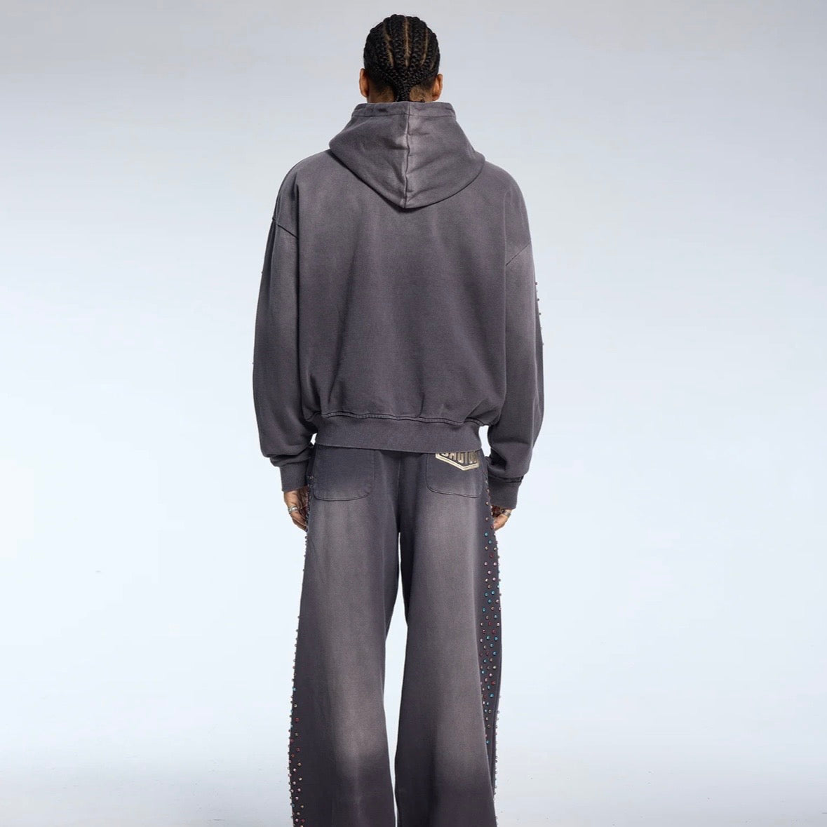 AZVA Vintage Black Crystal Cactus Zip Hoodie