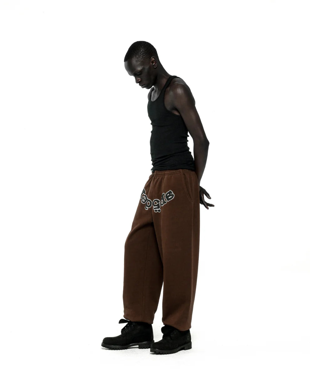 Sp5der Brown Rhinestone OG Web Sweatpants