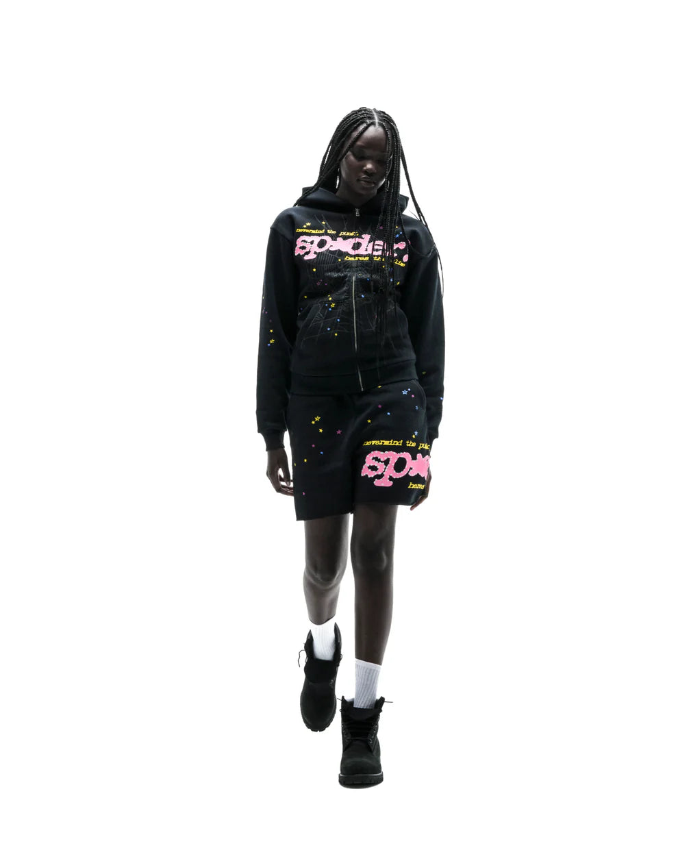Sp5der Black Punk V2 Zip Hoodie