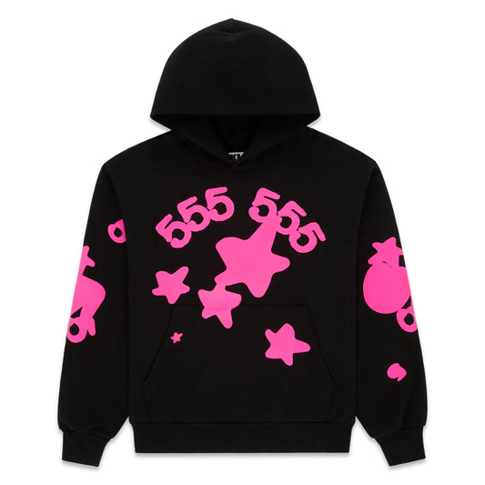 Sp5der Black Pink Angel Number Beluga Hoodie