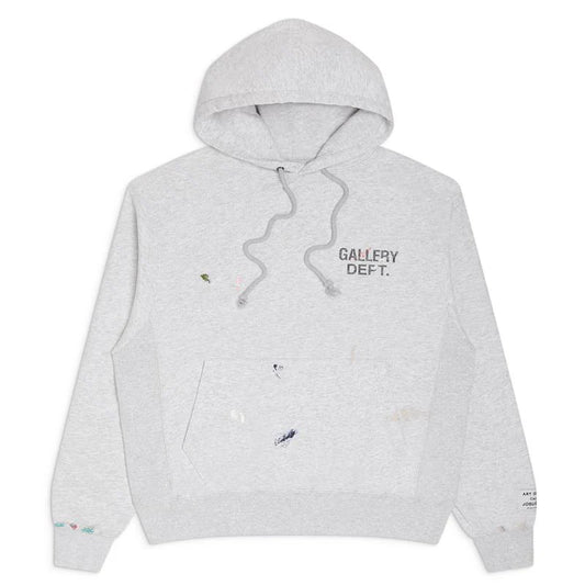 Gallery Dept Light Heather Grey Logo Paint Splattered Hoodie