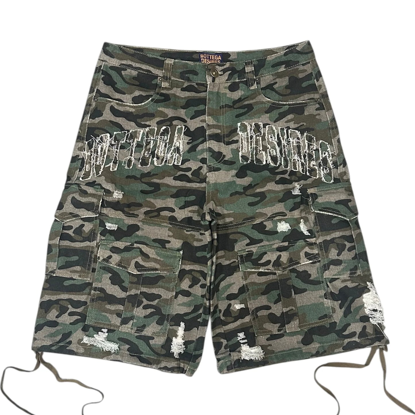 Bottega Desires Camo Cargo Shorts