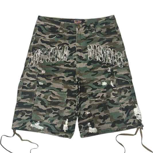 Bottega Desires Camo Cargo Shorts
