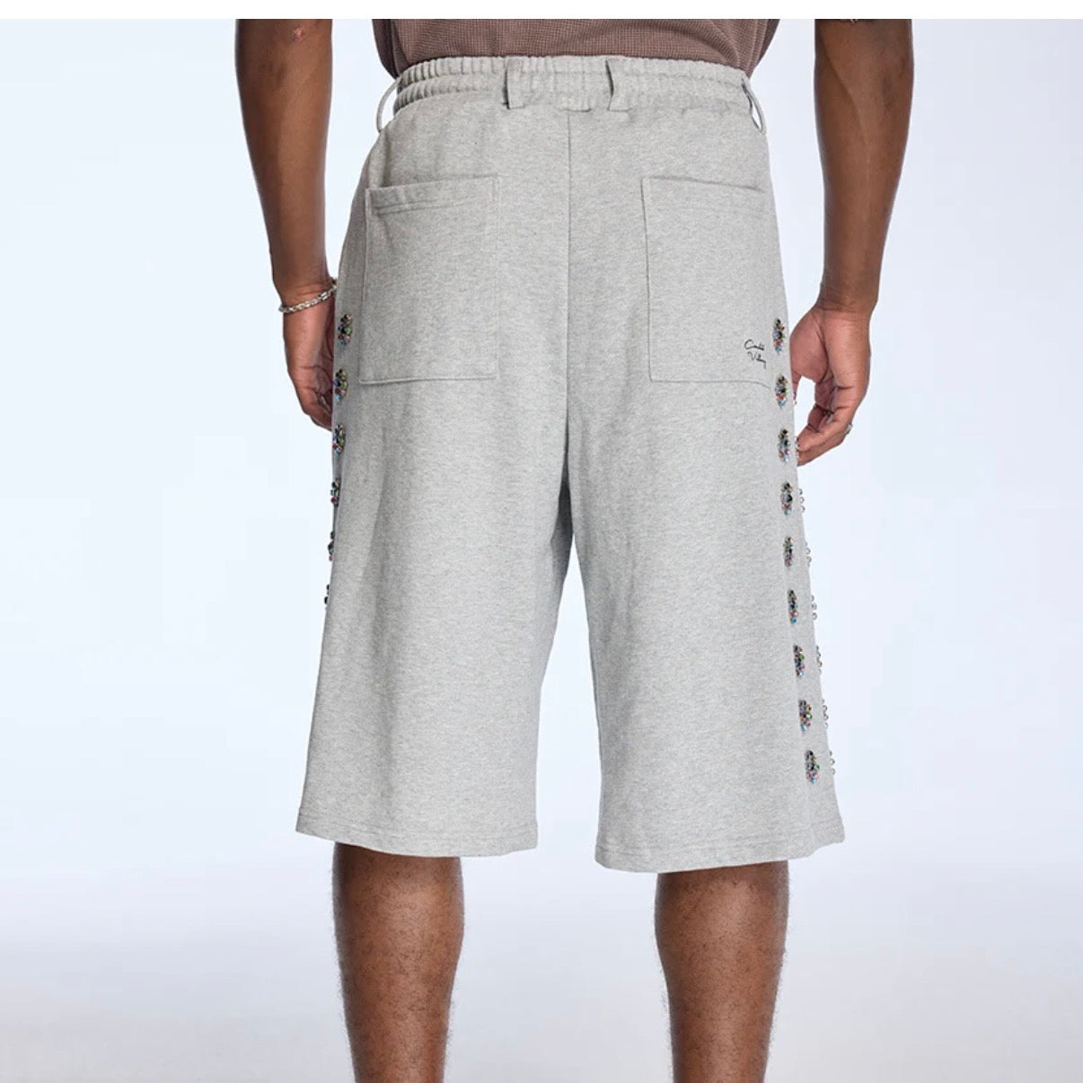 AZVA Grey Crystal Blossom Shorts