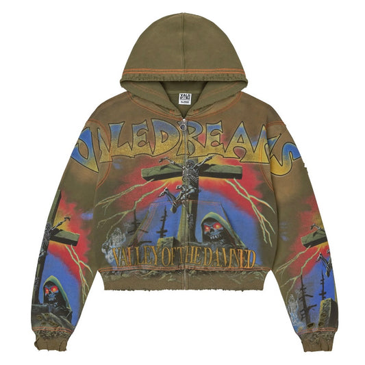 Vale Olive Damned Zip Hoodie