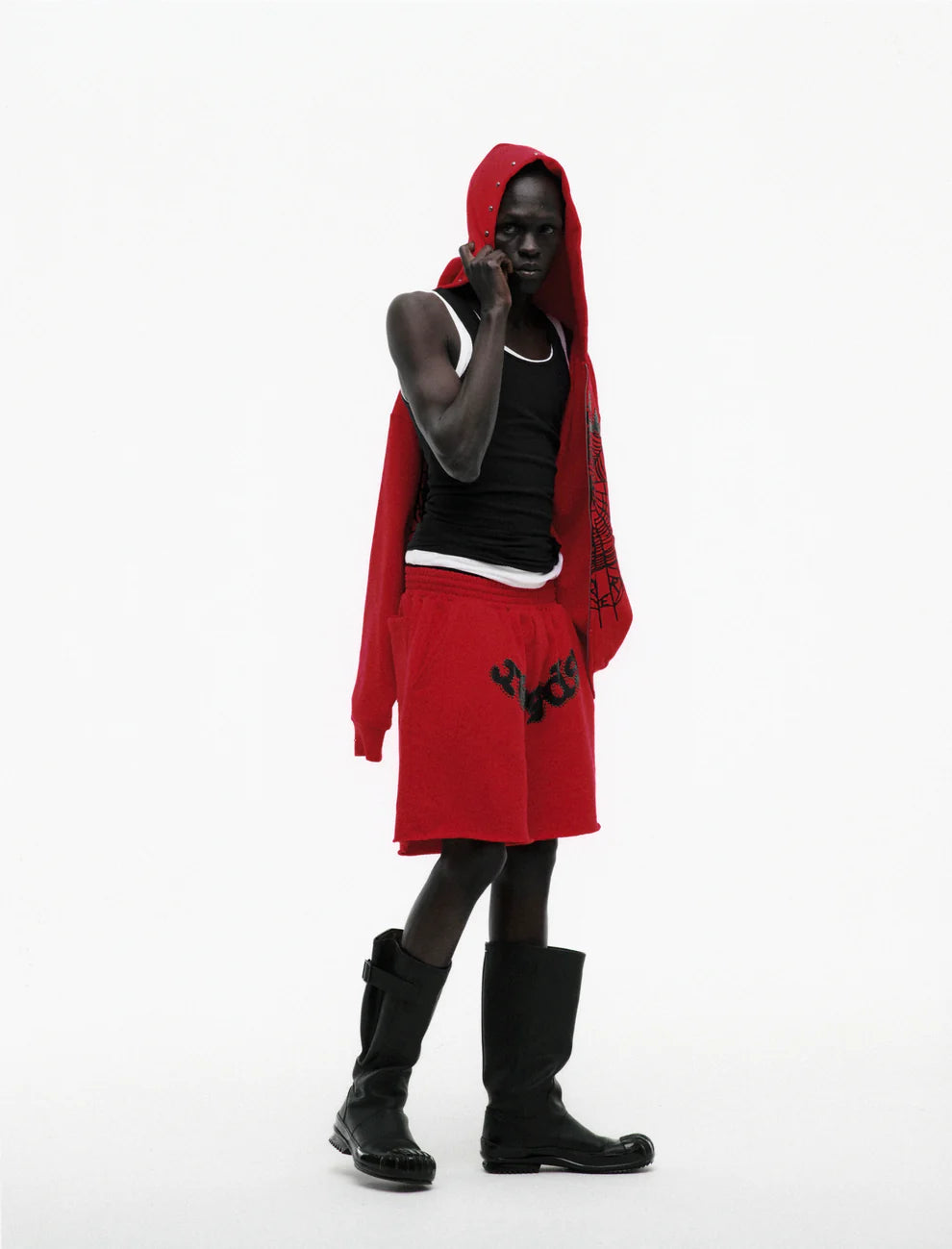 Sp5der Red OG Studded Shorts