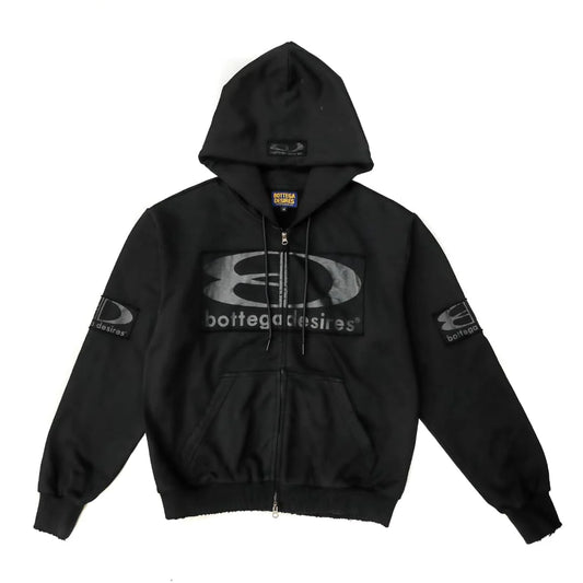 Bottega Desires Black Tech Zip Hoodie
