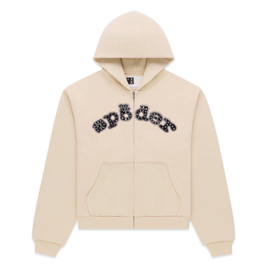 Sp5der Cream Mixed Stone OG V2 Zip Hoodie