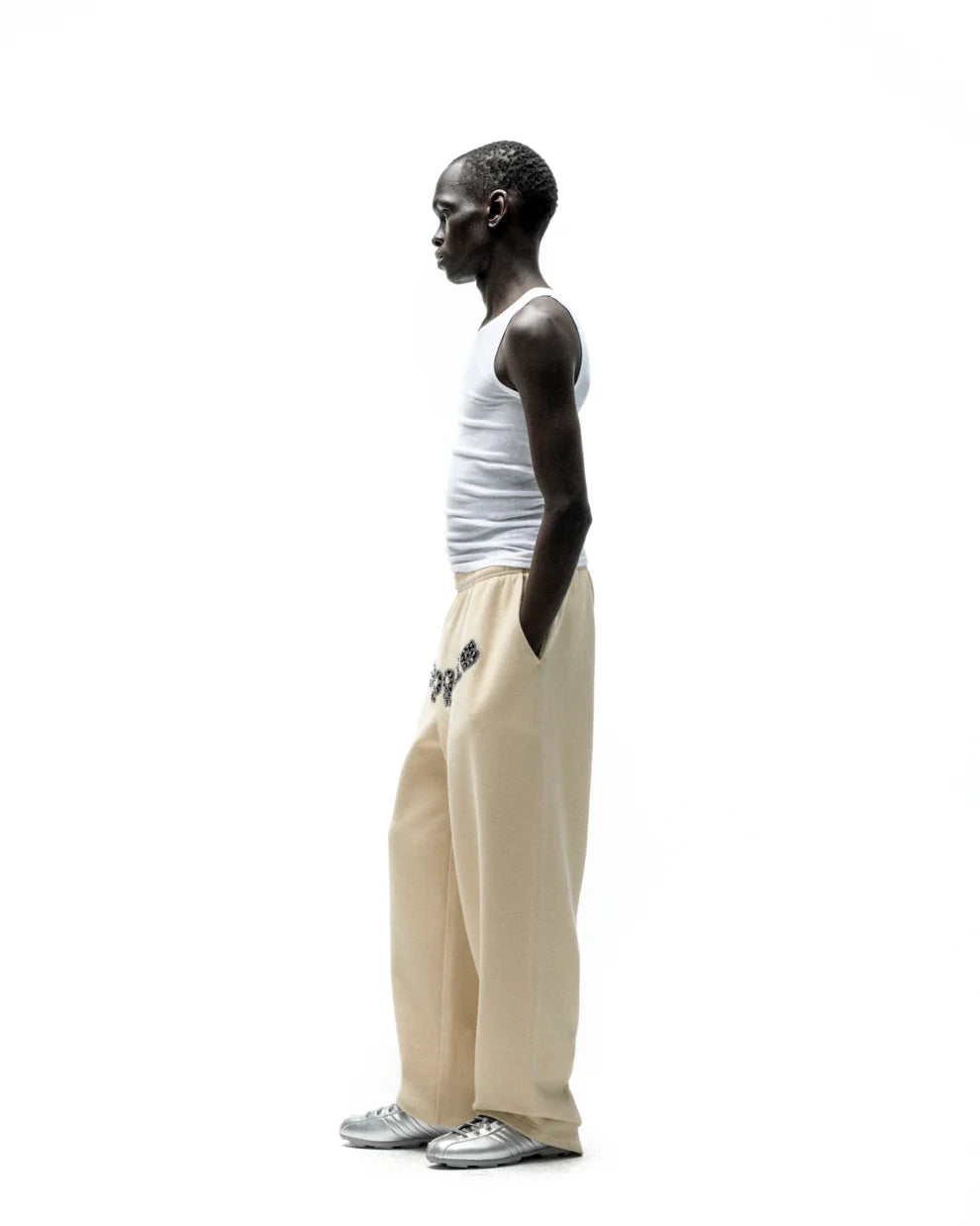 Sp5der Cream Mixed Stone OG Logo Sweatpants