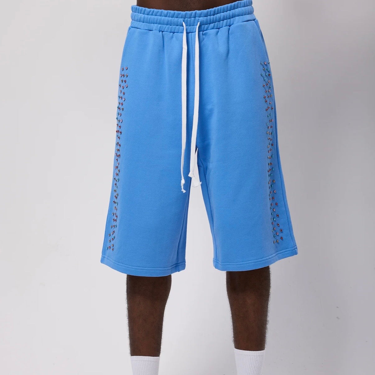AZVA Baby Blue Crystal Cactus Shorts