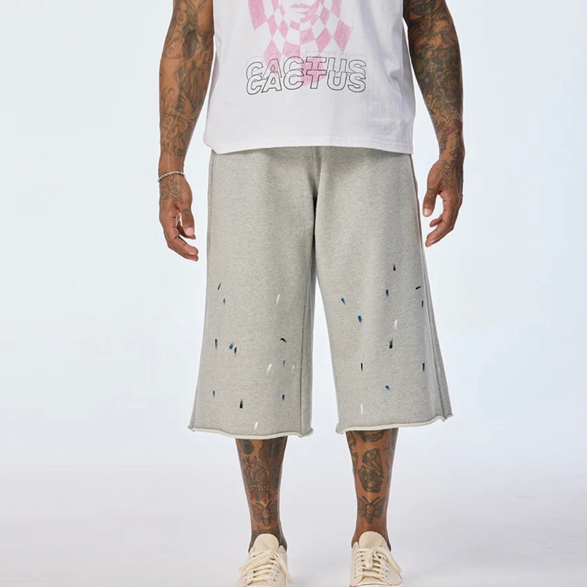 AZVA Grey Paint Splatter Shorts