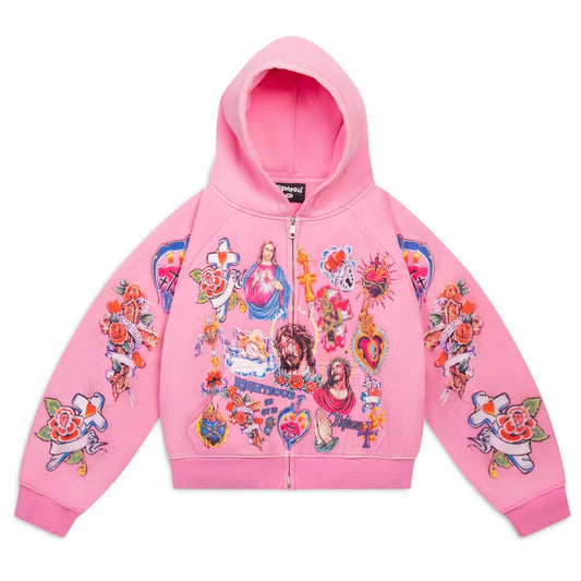 We Are Righteous Pink Risen King Zip Hoodie