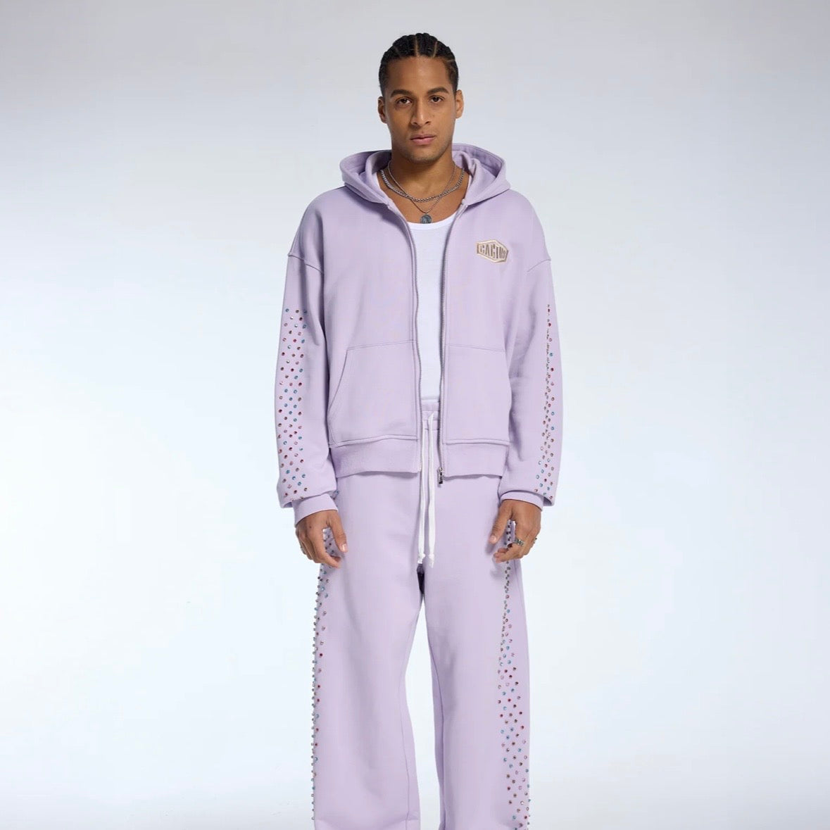 AZVA Lavender Crystal Cactus Zip Hoodie
