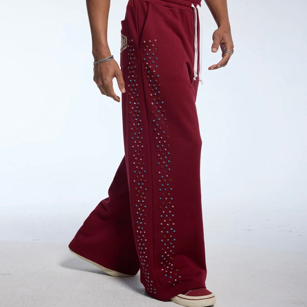 AZVA Maroon Crystal Cactus Sweatpants