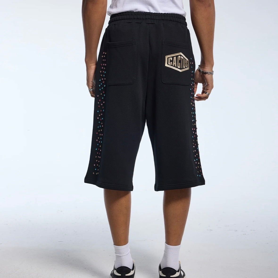 AZVA Black Crystal Cactus Shorts