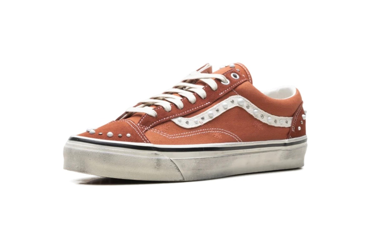 Vans LX Old Skool 36 Pearlized Pack Rust Bronze, angled front view of the rust upper and cream laces