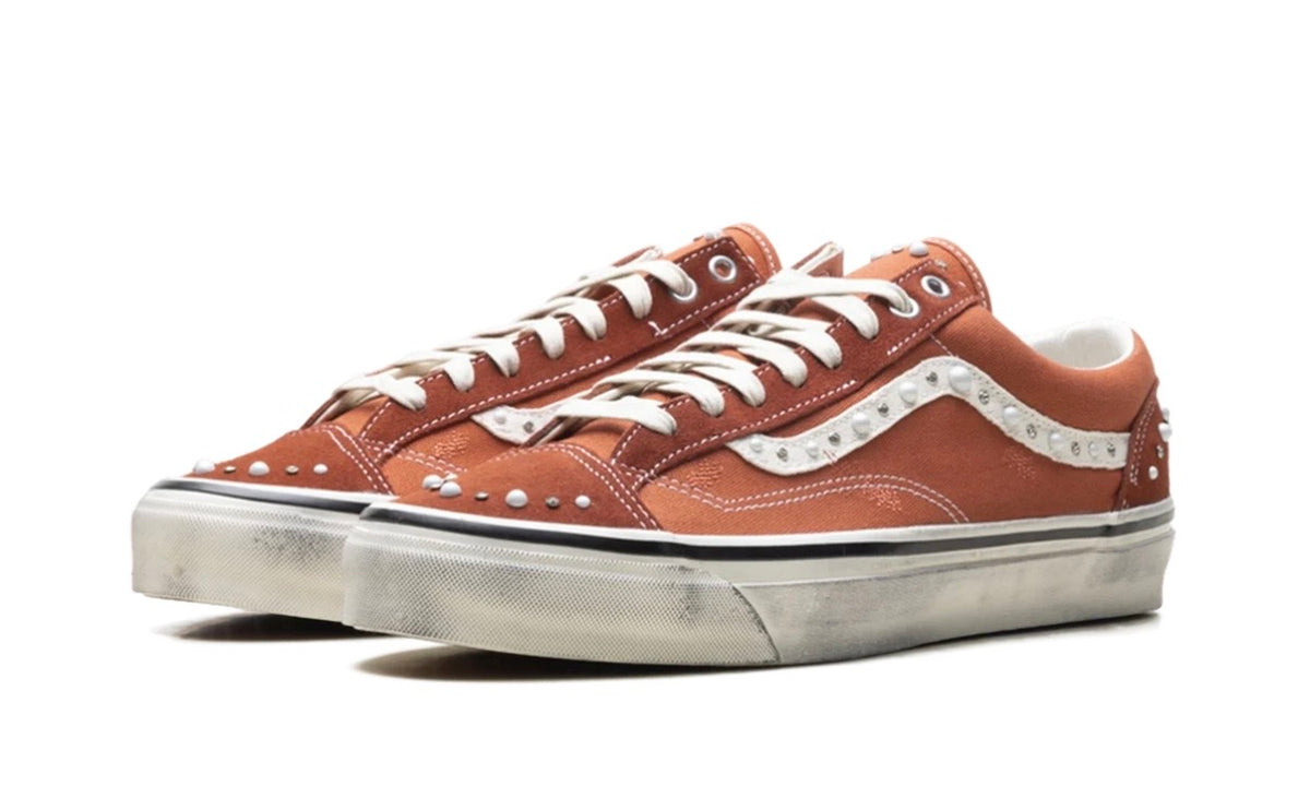 Vans LX Old Skool 36 Pearlized Pack Rust Bronze, pair shown from the front with the studded sidestripes