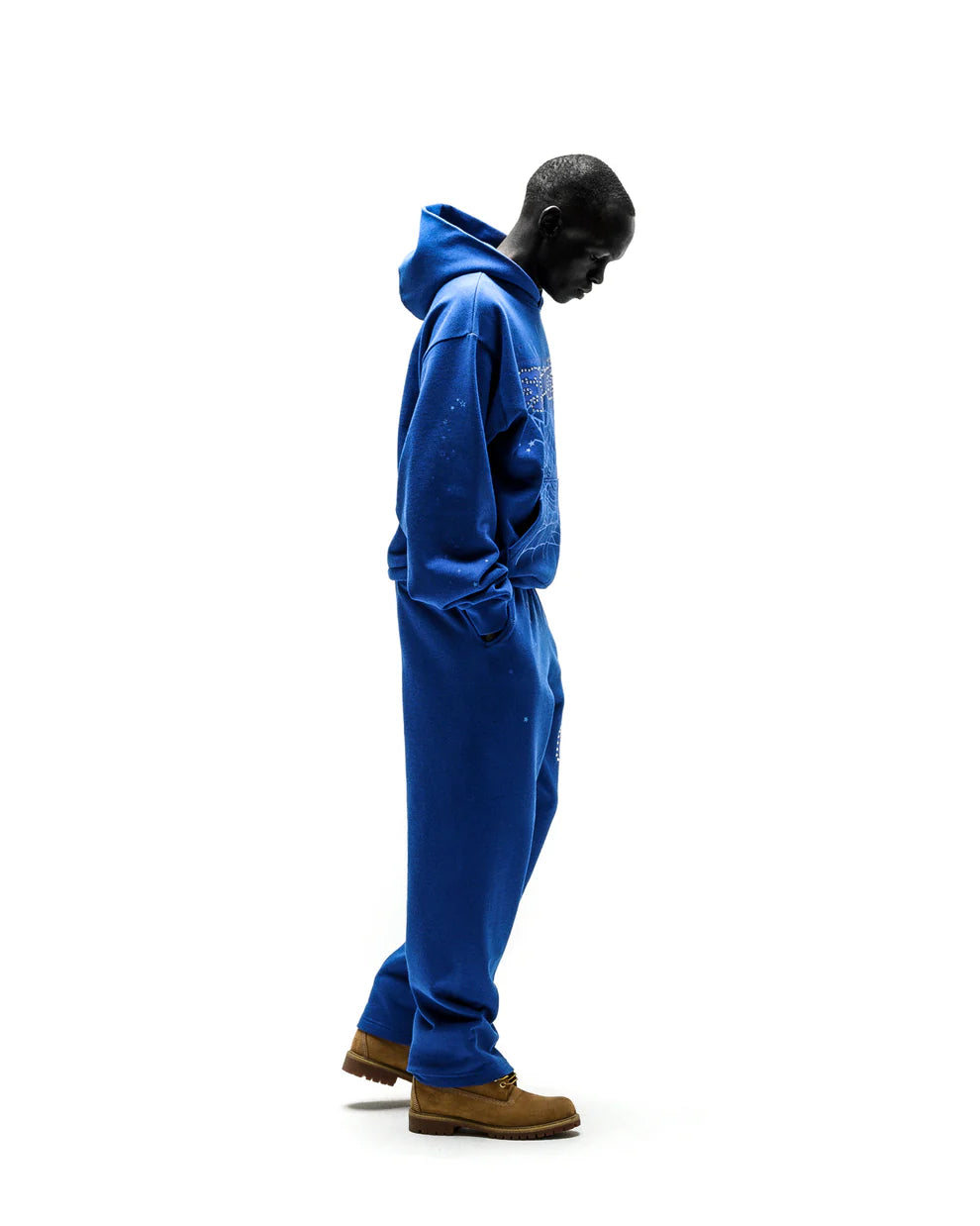 Sp5der Blue Rhinestone Punk V2 Hoodie