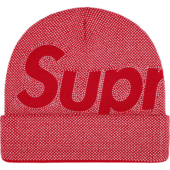Supreme Red Studded Knockout Big Logo Beanie