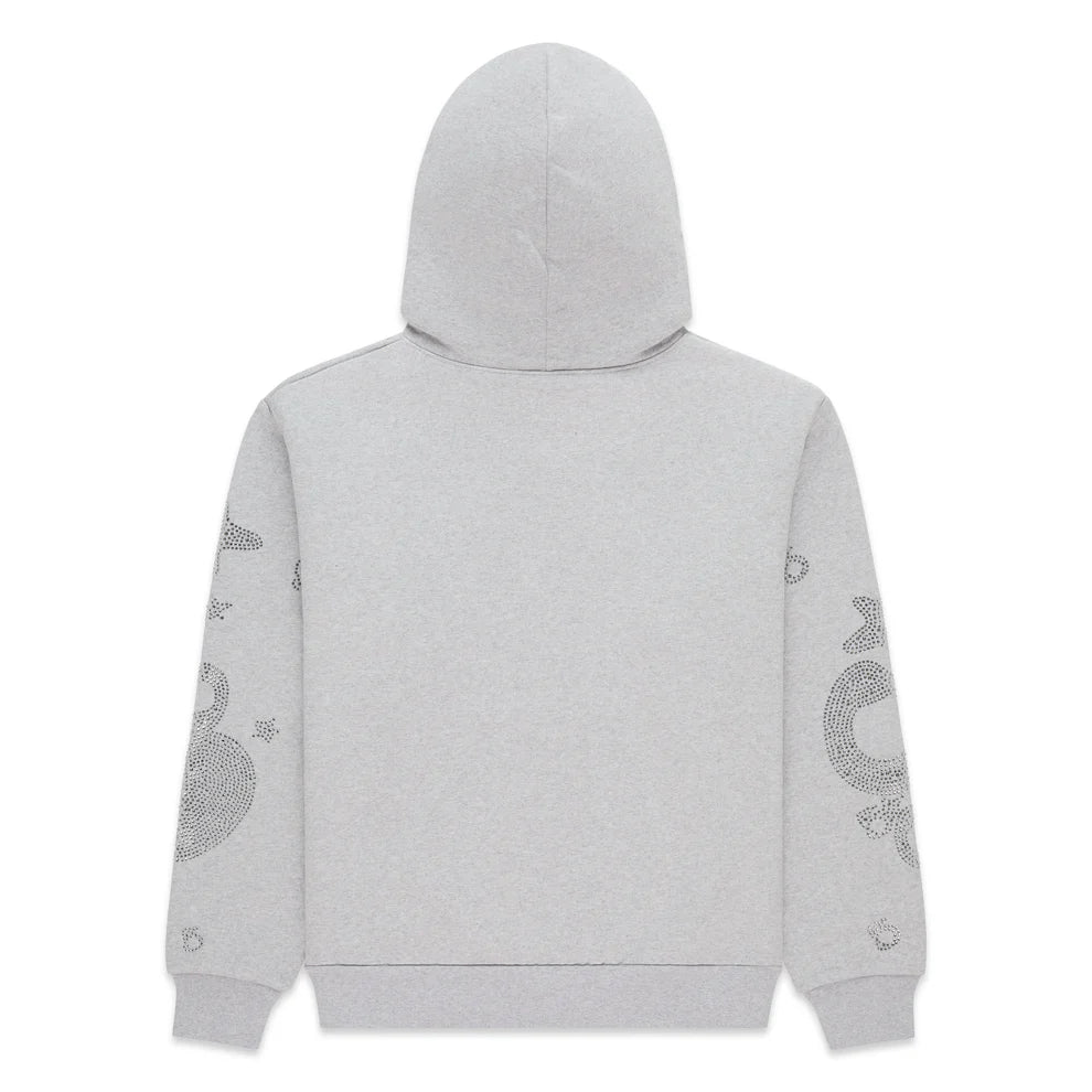 Sp5der Heather Grey Rhinestone Beluga Hoodie