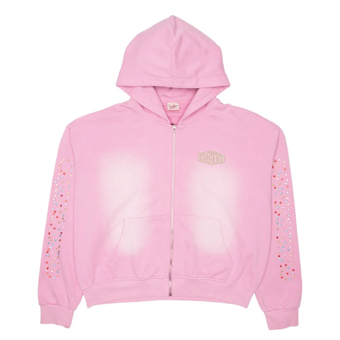 AZVA Pink Crystal Cactus Zip Hoodie