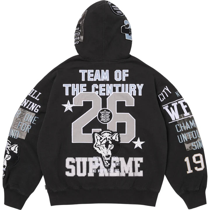 Supreme Black Warriors Applique Zip Hoodie