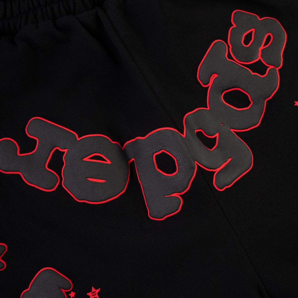 Sp5der Black Red Beluga Outline Shorts