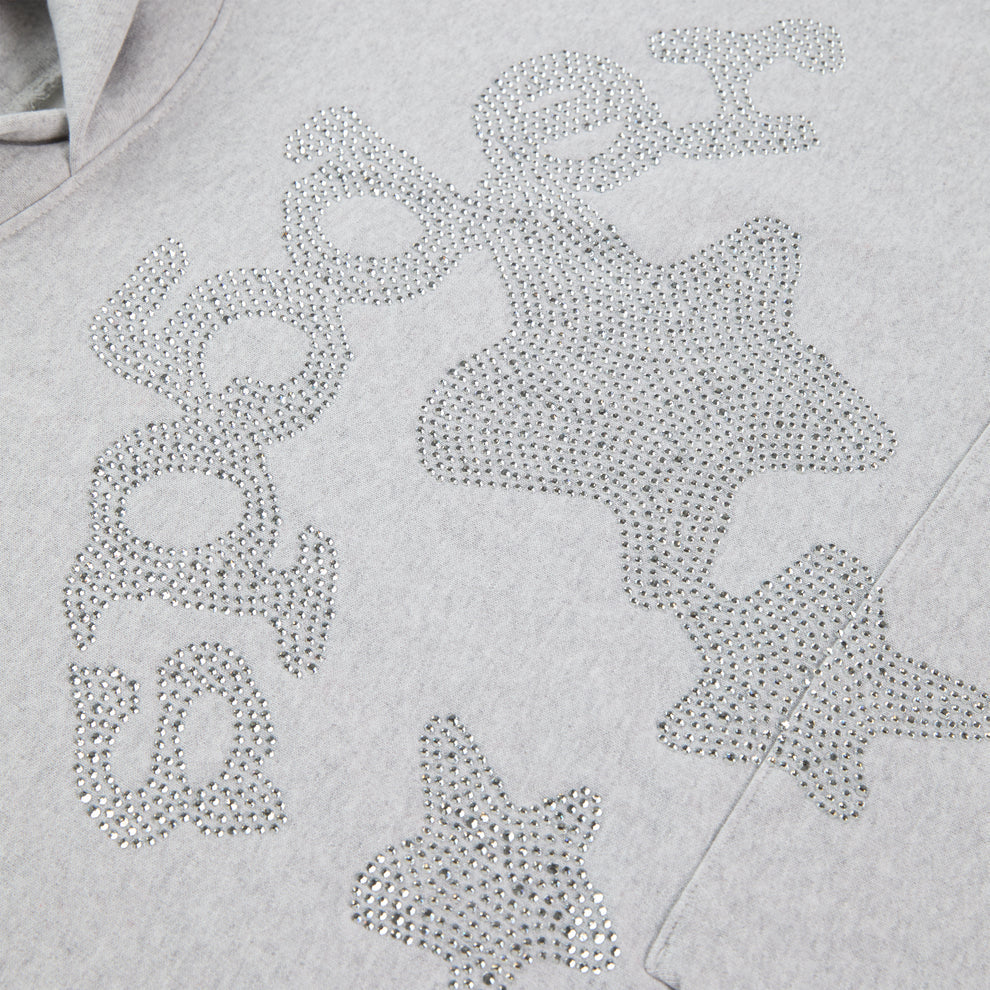 Sp5der Heather Grey Rhinestone Beluga Hoodie