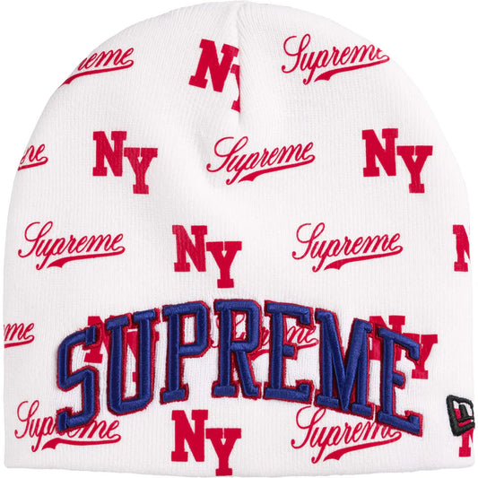 Supreme New Era White Monogram Beanie