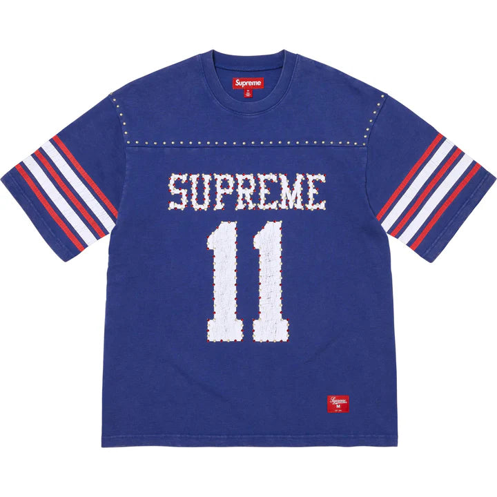 Supreme Blue Studded Short Sleeve Football Top