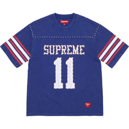 Supreme Blue Studded Short Sleeve Football Top