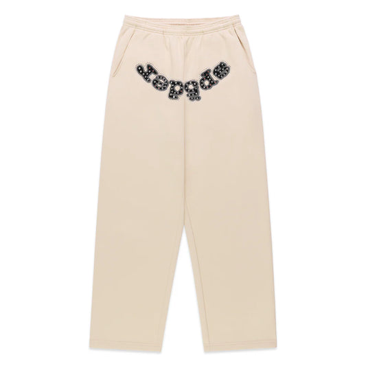 Sp5der Cream Mixed Stone OG Logo Sweatpants