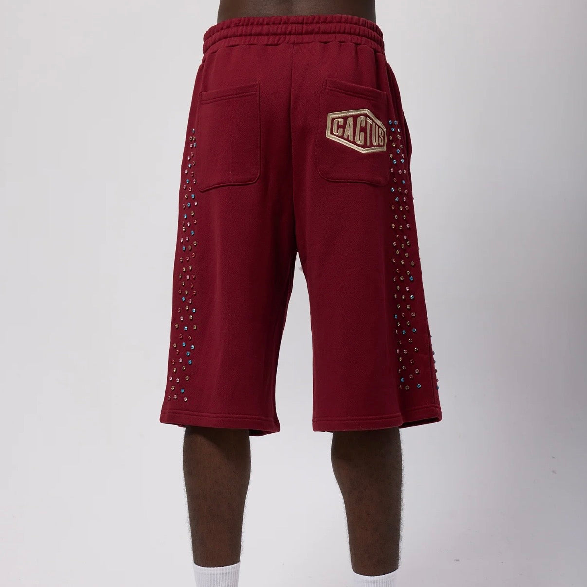 AZVA Maroon Crystal Cactus Shorts