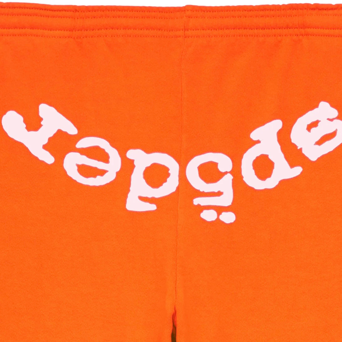 Sp5der Orange White Legacy Sweatpants Close