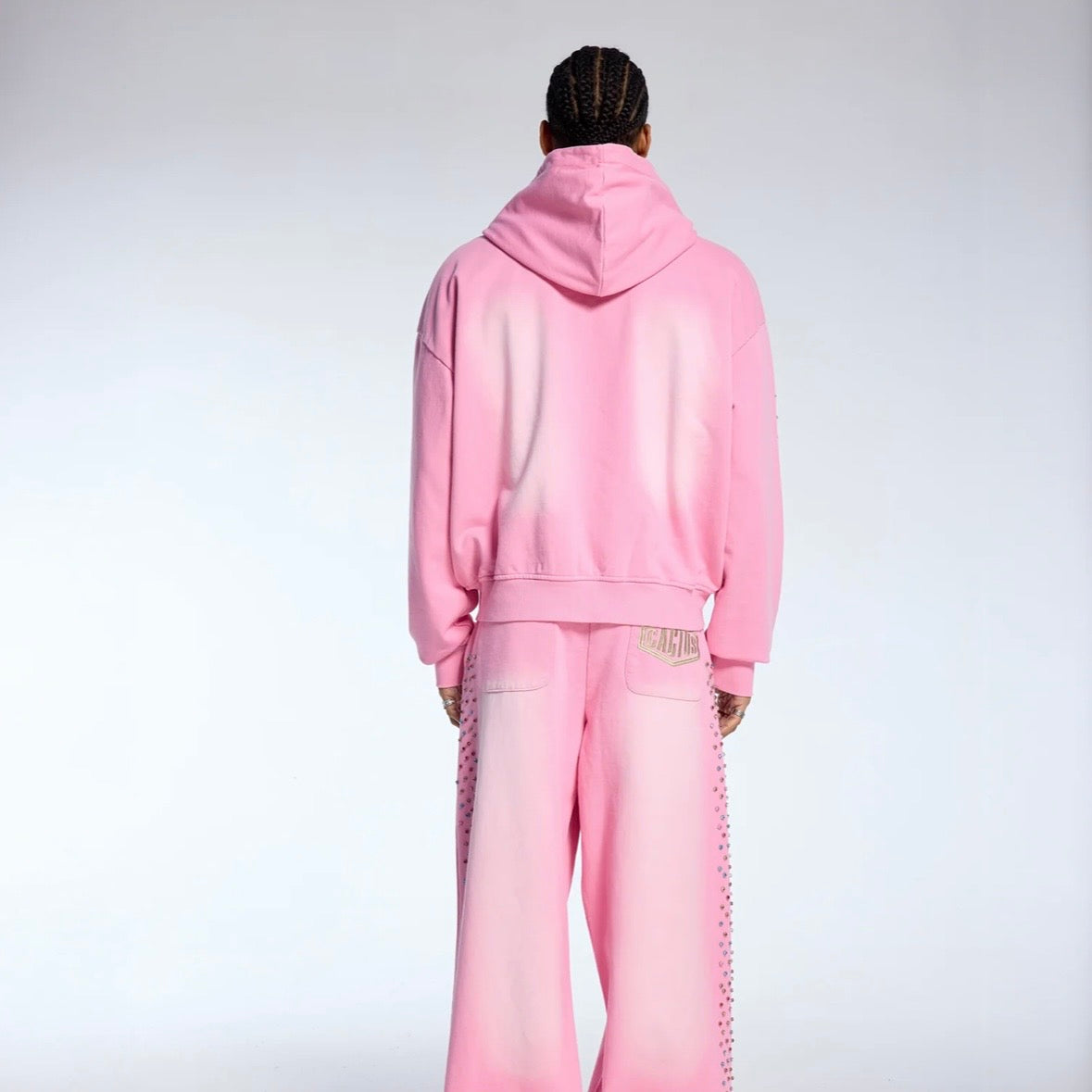 AZVA Pink Crystal Cactus Zip Hoodie