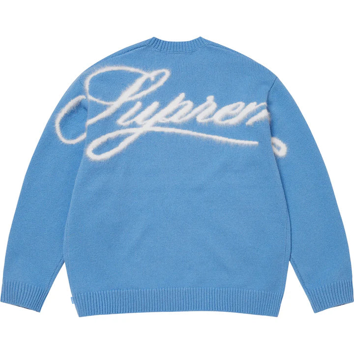 Supreme Light Blue Angora Script Sweater