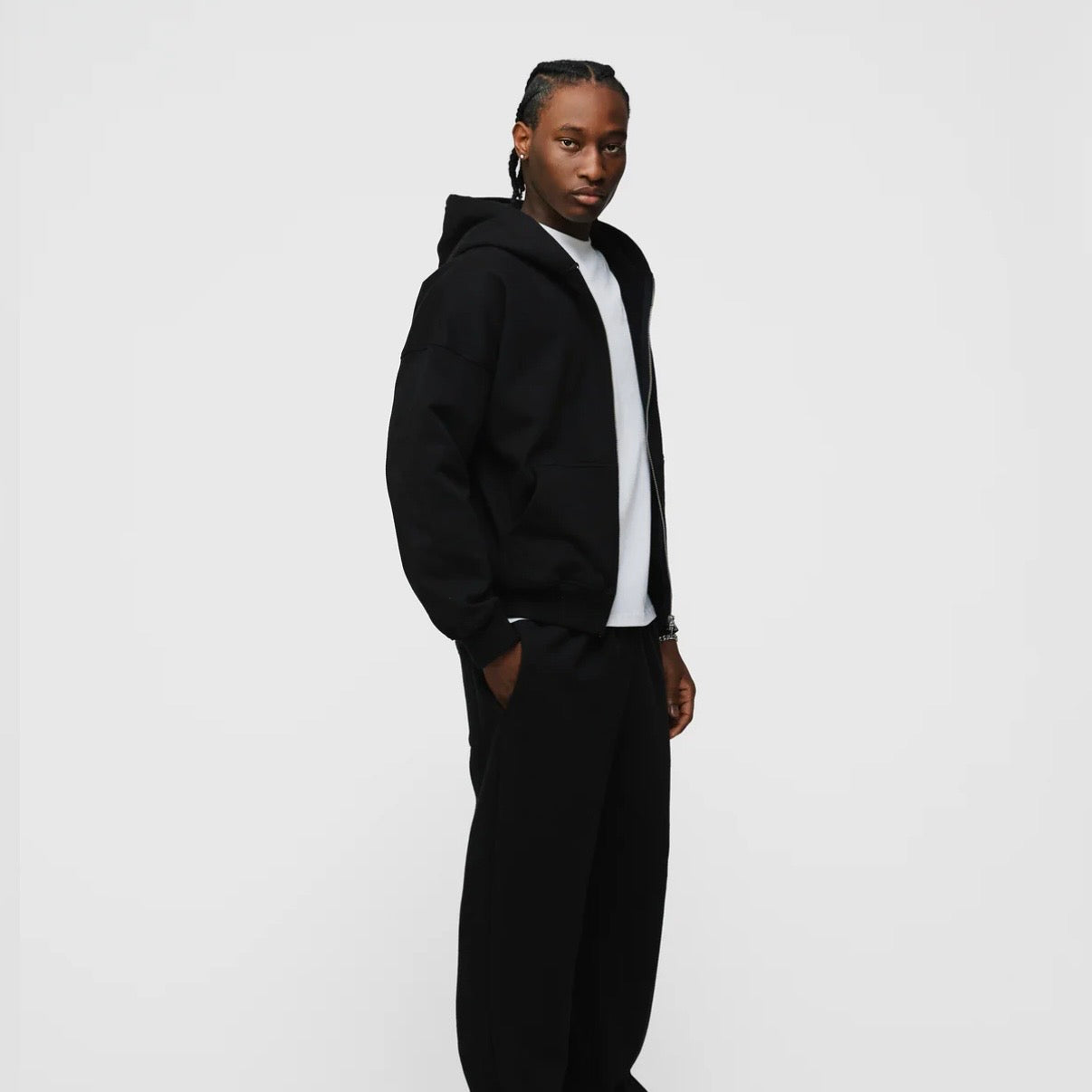 Hours Black Blank Zip Hoodie