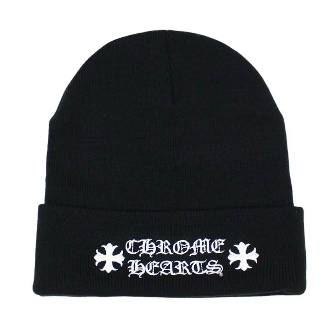 Chrome Hearts Black Stacked Logo Beeanie