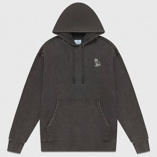 OVO Washed Black Silver Hoodie Front VIew