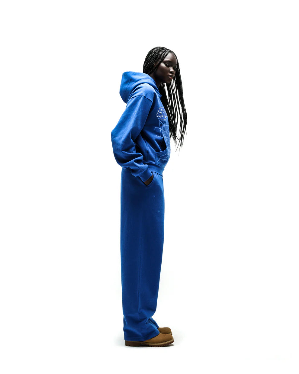 Sp5der Blue Rhinestone Punk V2 Hoodie