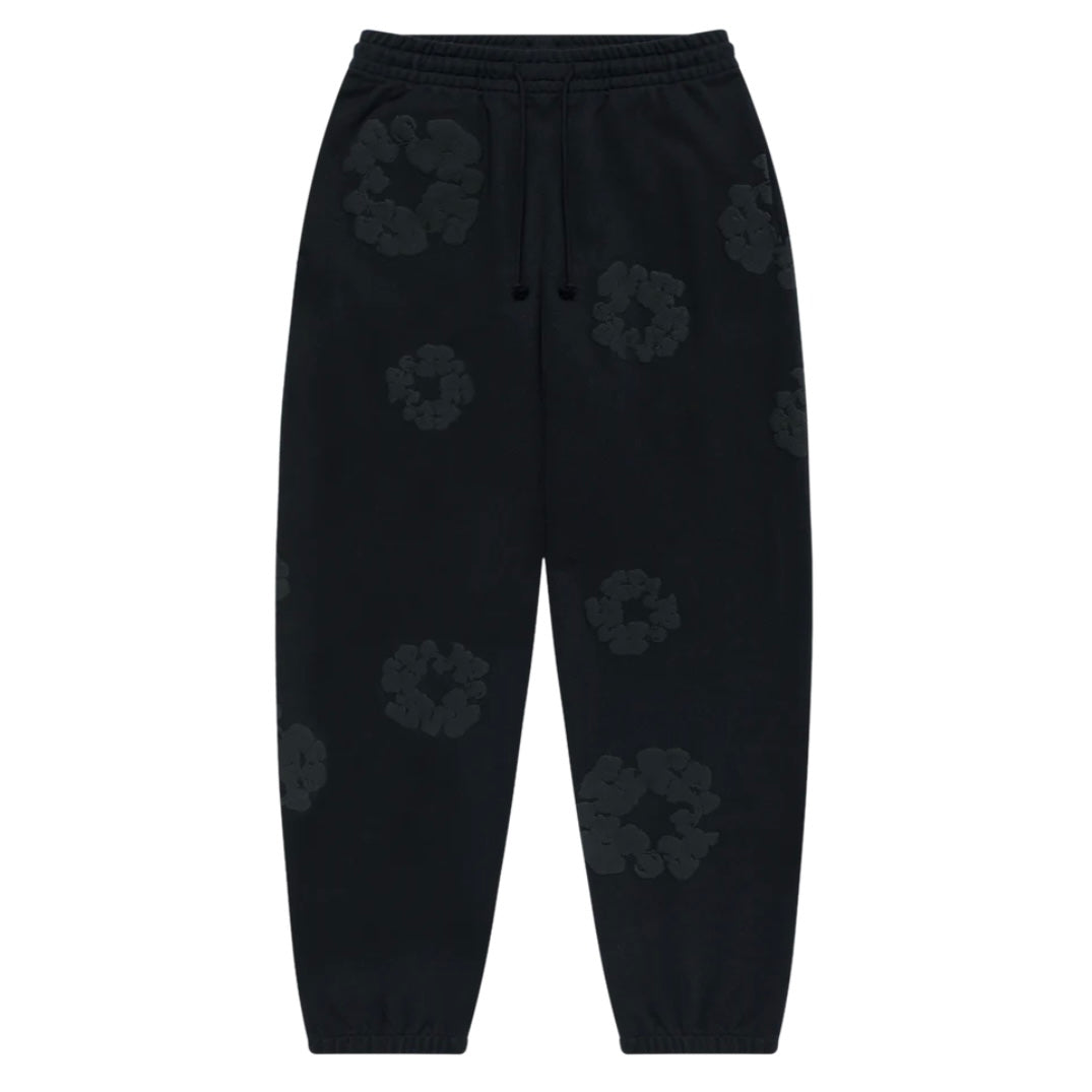 Denim Tears Monochrome Black Cotton Wreath Sweatpants