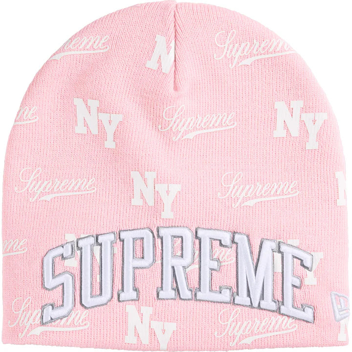 Supreme New Era Pink Monogram Beanie