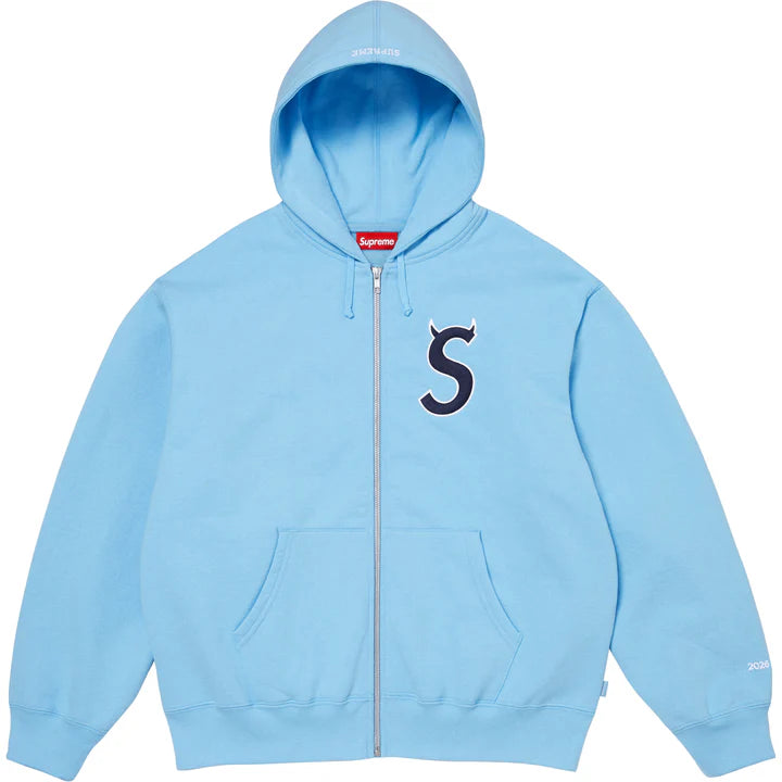 Supreme Light Blue Devil S Logo Zip Hoodie